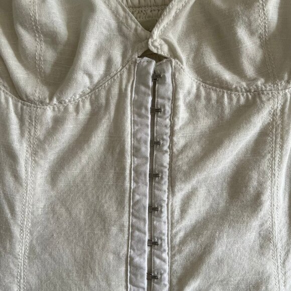 Urban Outfitters Ivory Linen Corset Milkmaid Mini Dress - Picture 4 of 8